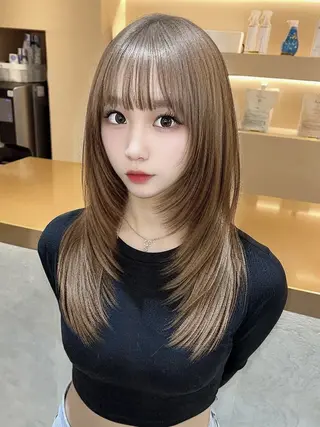 ロング ♡ザクザクレイヤー× うる艶透明感♡西島のヘアスタイル