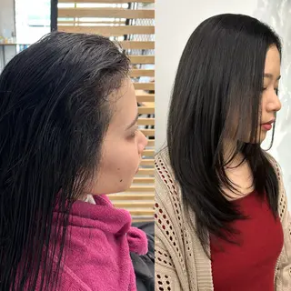 ロング ピンとしない縮毛矯正 メンズスタイル小山光のヘアスタイル