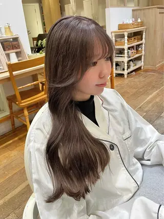 セミロング カラー 辻しおり/似合わせ カット/暖色カラー栄のヘアスタイル