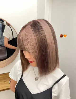 ミディアム カラー ハイトーン/透明感 カラー/下出有沙のヘアスタイル