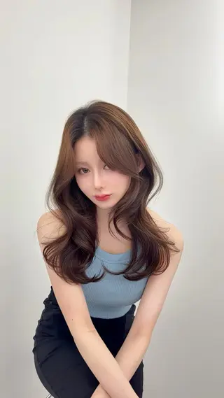 ロング カラー 韓国ヘア/レイヤー/ 顔まわり足立遥奈のヘアスタイル