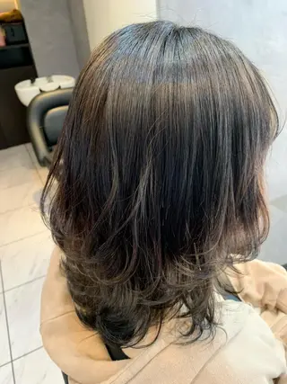 ミディアム カラー 透明感/ブリーチ縮毛 /髪質改善/星野純一のヘアスタイル