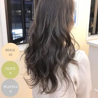 ロング カラー アオガミ （前髪顔周りカット）のヘアスタイル