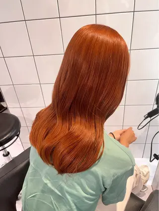 ロング カラー ワンカラーでできる 暖色カラーゆいりのヘアスタイル