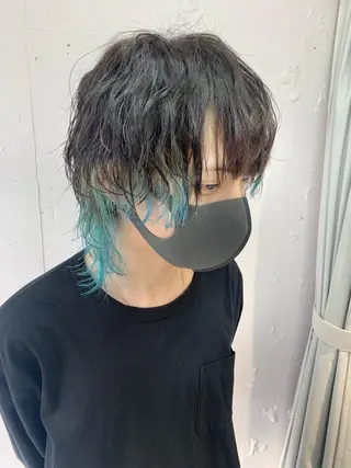 ショート カラー メンズ ロングウルフ🤍渋谷 🤍Mizukiのヘアスタイル