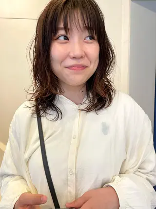 ミディアム カラー パーマ レイヤー/似合わせ TAKUYAのヘアスタイル