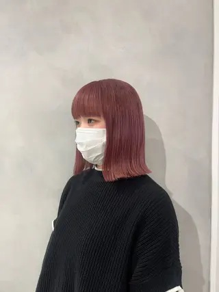 ミディアム カラー ボブ/ベージュ/ パーマ🪿近森ゆいのヘアスタイル