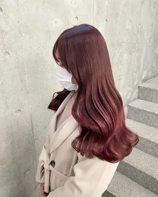 ロング カラー ヘアアレンジ トレンドモテカラー 🩷色落ちまで可愛くのヘアスタイル