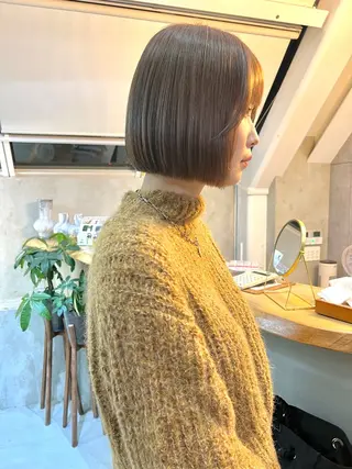 ショート カラー ボブ×縮毛矯正× 髪質改善/三ツ木一生のヘアスタイル