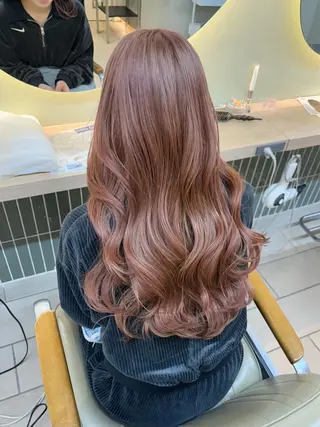 セミロング カラー ヘアアレンジ ハイトーンピンク🍑 ブリーチ🍑RINAのヘアスタイル