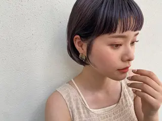 ショート カラー ヘアアレンジ 髪質改善カラー&TR 縮毛矯正/弱酸性矯正のヘアスタイル