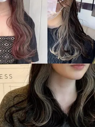 ミディアム カラー ヘアアレンジ ベージュ/ダブルカラ ー/新潟駅/青柳萌果のヘアスタイル