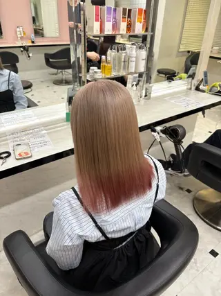 ロング カラー 透明感ベージュカラー ♡上野♡AIのヘアスタイル