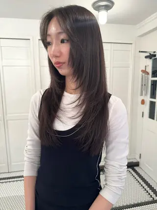 ロング カラー ブリーチカラー🎀 韓国風/寺門美優のヘアスタイル