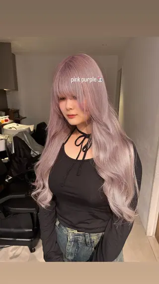 ロング カラー レイヤーカット/ハイ トーンカラー/きらのヘアスタイル