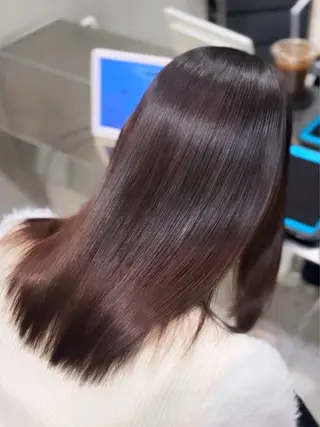 セミロング パーマ ゆあ♡ 髪質改善×美髪矯正のヘアスタイル