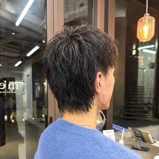 ショート メンズ 艶髪ストレート/ 理美容師/ショウキのヘアスタイル