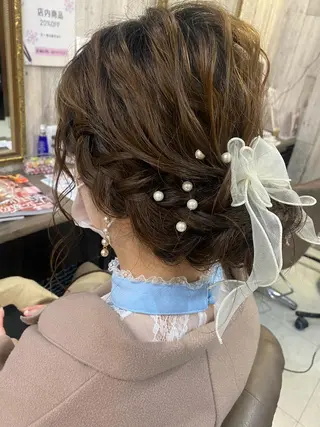 ミディアム ヘアアレンジ 土屋朱理/ ハイトーンカラーのヘアスタイル