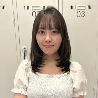 ミディアム rena /仙台/艶 カラー/レイヤーのヘアスタイル
