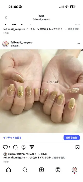 ネイル フェリックスネイル 大人綺麗/トレンドのネイルデザイン