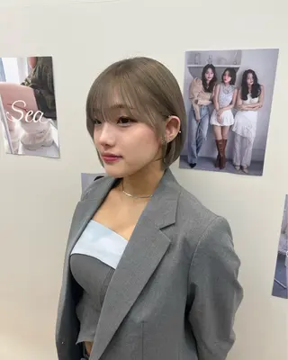 ショート カラー ヘアアレンジ ひより🩷韓国ヘアー _髪質改善カラーのヘアスタイル