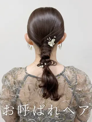 セミロング ヘアアレンジ 韓国風パーマ/耳つぼ ヘアセット/みづきのヘアスタイル