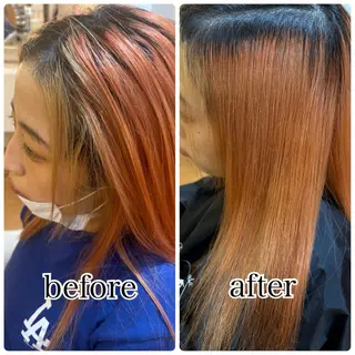 セミロング 髪質改善カラー 清利あやなのヘアスタイル