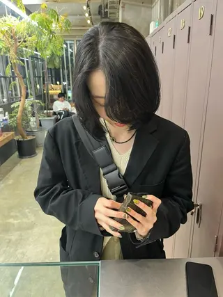 ミディアム カラー ナガノリノ /ボブ/ ベージュ/暖色のヘアスタイル