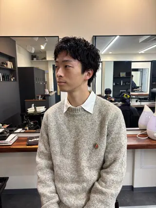 パーマ メンズ スパイキーパーマ 柏NO1 藤本葉のヘアスタイル