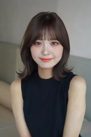 ミディアム カラー レイヤーカット/ くびれヘア佐藤大空のヘアスタイル