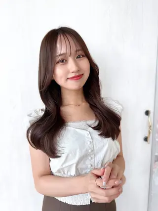 セミロング カラー 顔周り/くびれヘア 韓国ヘア💕風間るなのヘアスタイル