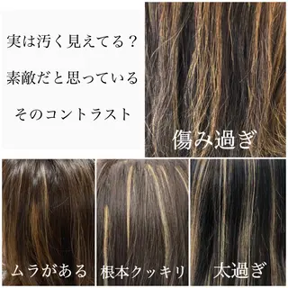 セミロング カラー アオガミ （前髪顔周りカット）のヘアスタイル