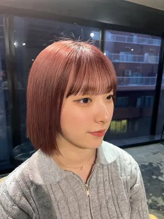ミディアム カラー YUNA🍒 暖色カラーのヘアスタイル