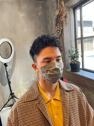 ショート カラー パーマ メンズ D.log 大和西大寺店所属・川崎 雅大のヘアスタイル