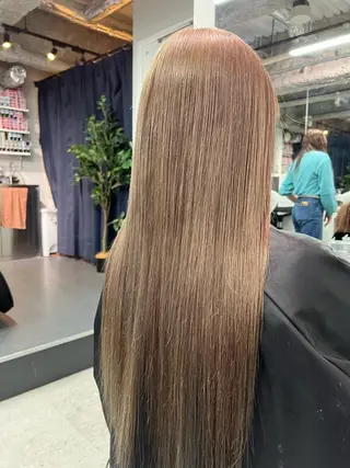 ロング カラー ハイトーン&髪質改善 &韓国エクステ🤎のヘアスタイル