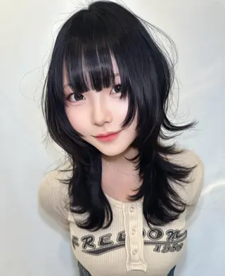 セミロング 【ロングウルフカット 姫カット】伊藤裕哉のヘアスタイル