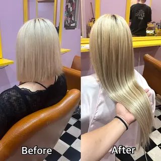 ロング シール＋ちび編み込み エクステ梅田🐨のヘアスタイル