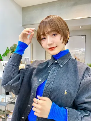 ショート レイヤー×ツヤカラー 渋谷/kougaのヘアスタイル