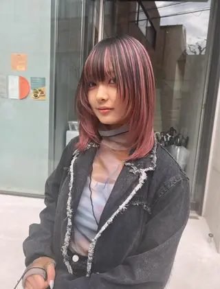 ミディアム カラー 艶髪カラー✨似合わせ No.1🥇渡辺康貴のヘアスタイル