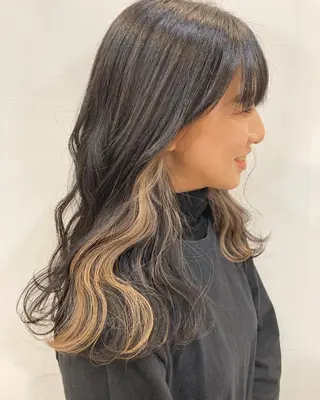 セミロング カラー パーマ ヘアアレンジ 透明感color 🥣suzunaのヘアスタイル