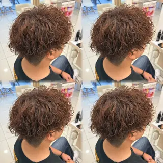 ミディアム カラー パーマ メンズ 髪質改善/艶カラー/ メンズパーマ/鈴木のヘアスタイル