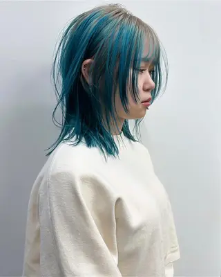 ミディアム カラー 似合わせカット ケアパーマ喜来雅由のヘアスタイル