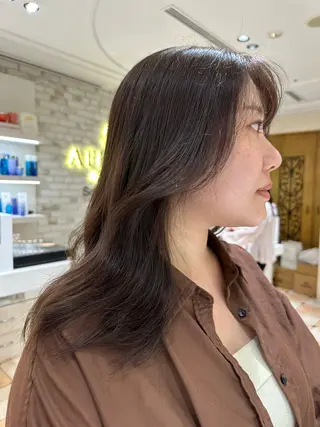 セミロング レイヤー/艶カラー 韓国/石戸谷海斗のヘアスタイル
