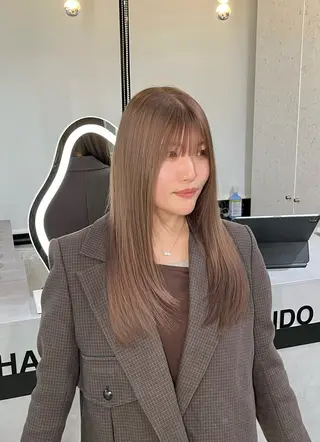 セミロング カラー ぱっつんボブ☆メンズ カットYUTOのヘアスタイル