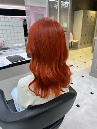 カラー 夏カラーオレンジ ヘアーひめな🫧のヘアスタイル