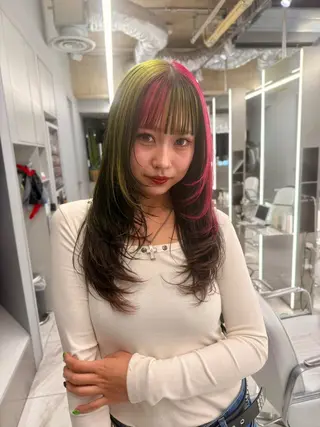 ロング カラー ハイトーンレイヤー 🥇稲垣颯太のヘアスタイル