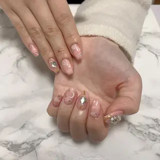ネイル はな💎ネイル ワンホン、長さ出しのネイルデザイン