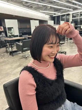 ミディアム カラー レイヤー/ボブ/透明 感カラー/nayuのヘアスタイル