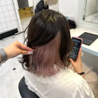 セミロング カラー 暖色🩷透明感カラー ♡Maika♡のヘアスタイル