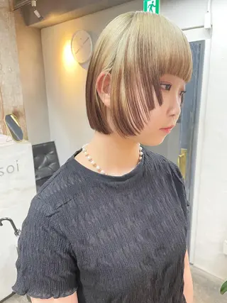 ショート カラー ヘアアレンジ 丸山渉/パーマ エフェクトブリーチのヘアスタイル